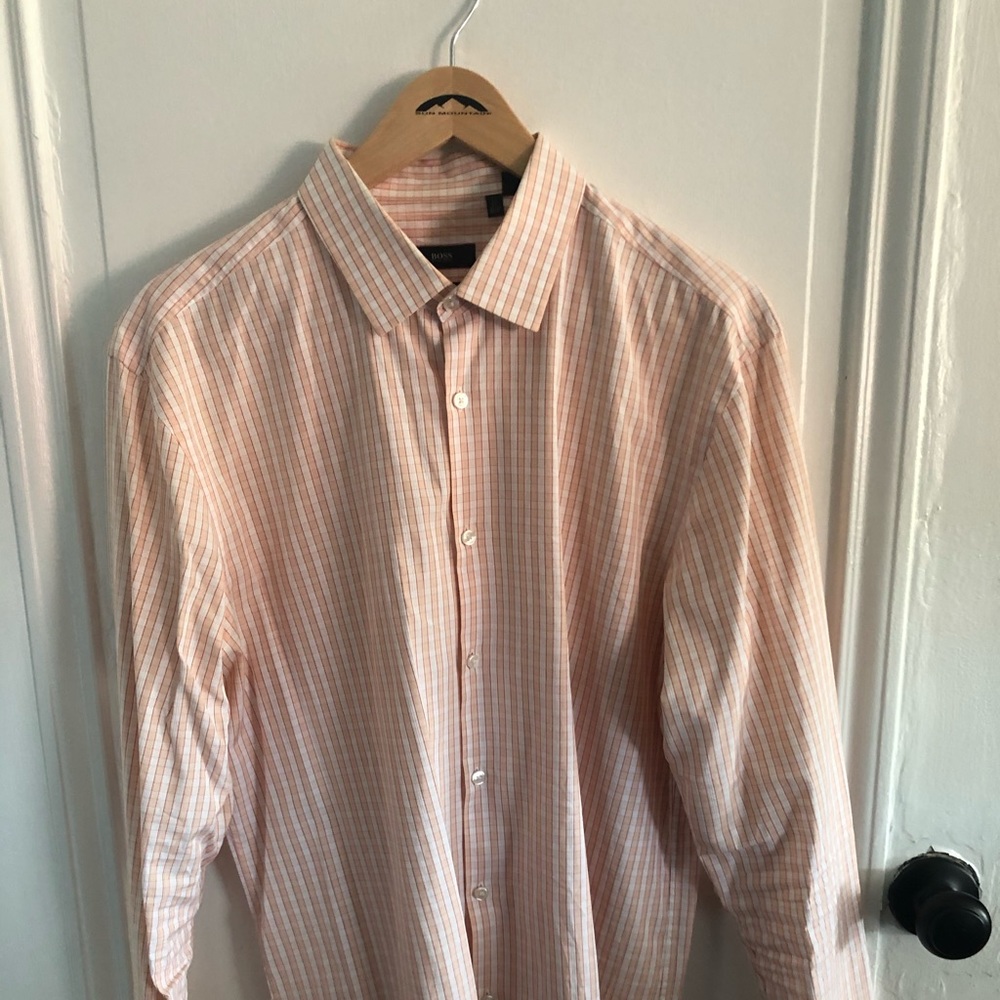 Hugo Boss Men's Orange Men's Dress Shirt